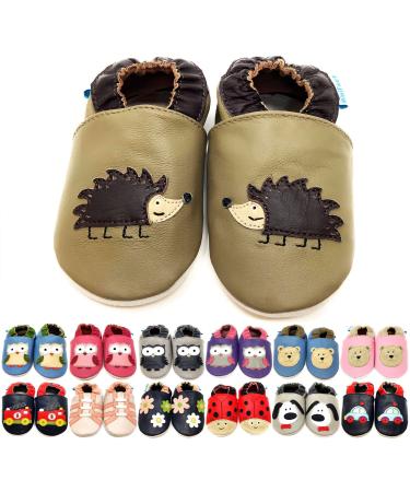 MiniFeet Premium Soft Leather Baby Shoes - BUY 4 PAIRS & GET 1 OF THEM FOR FREE ! - Toddler Shoes - 0-6 Months to 4-5 Years 18-24 Months Hedgehog