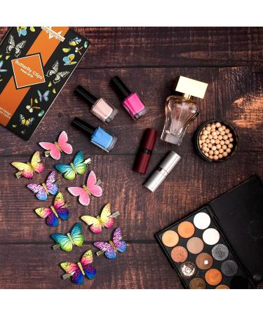Mesmeriser Realistic Butterfly Clips Pack of 10 5 Assorted Matte Coloured Hair Clips for Girls Cute Duckbill Slides in Box Packaging for Easy Storage - Buy Online on GoSupps.com