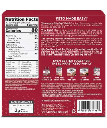 SlimFast Keto Fat Bomb Snack Bar Minis - Strawberry Cheesecake Flavor | 12ct Box | Low Carb Keto Snacks for Weight Loss | 0g Added Sugar - Buy Online on GoSupps.com