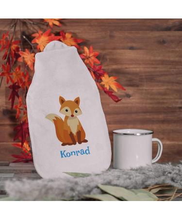 Personalized Hot Water Bottle with Cozy Cover | Custom Names & Designs | Perfect Gift for Kids & Adults (800ml - Fox) - Buy Online on GoSupps.com