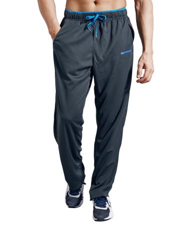 ZENGVEE Men's Sweatpants with Zipper Pockets Open Bottom Athletic Pants for Jogging, Workout, Gym, Running, Training Large 00316gray With Zipper