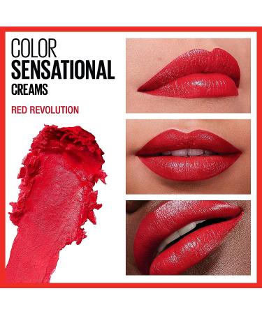 Maybelline Color Sensational Lipstick  Lip Makeup  Cream Finish  Hydrating Lipstick  Nude  Pink  Red  Plum Lip Color  Red Revolution  0.15 oz  (Packaging May Vary) 630 RED REVOLUTION 0.15 Ounce (Pack of 1) - Buy Online on GoSupps.com