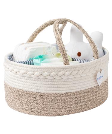 GREATALE Baby Diaper Caddy Organizer - Portable Rope Nursery Storage Bin for Changing Table & Car - Diaper Storage Basket with Removable Divider (Mele)