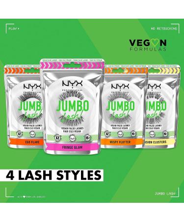 NYX Jumbo Lash! Vegan False Eyelashes - 12HR Wear, Reusable Fake Lashes - Fringe Glam Pair - Buy Online on GoSupps.com