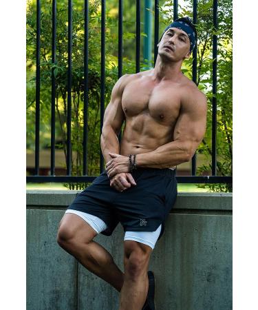 YoungLA Men's Compression Shorts with Pocket - Black/White XL | Soft, Breathable, Stretchy - 105 - Buy Online on GoSupps.com