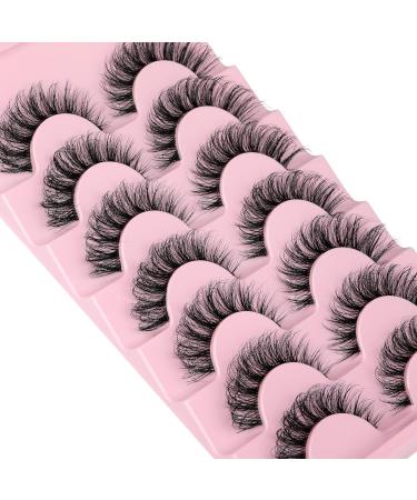 JIMIRE 3D Faux Mink Wispy Curly Eyelashes 15mm - 7 Pairs Pack for Fluffy Natural Volume Cat Eye Look | Clear Band | 8-15mm - Buy Online on GoSupps.com