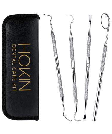 Dental Tools HOKIN Plaque Remover Teeth Cleaning Tool 4 Pcs Dental Care Kit Tooth Filling Repair Set Stainless Steel Dental Tools for Men Women Kids and Pet Care