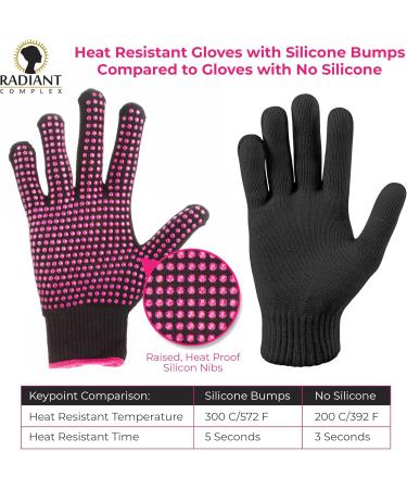 Buy 2 Piece Heat Resistant Gloves with Silicone Bumps - Professional Heat Proof Mitts for Hair Styling & Curling | Universal Fit Size - Buy Online on GoSupps.com