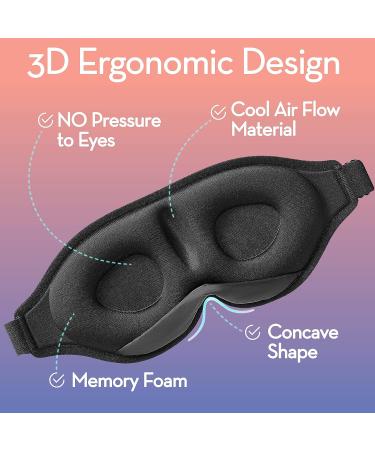 3D Sleep Mask - 100% Blackout Design for Women and Men | Comfortable & Breathable Eye Mask for Sleeping | Includes Travel Bag & Earplugs - Buy Online on GoSupps.com