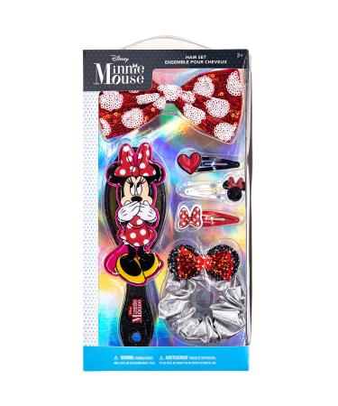Disney Minnie Mouse - Townley Girl Hair Accessories Box|Gift Set for Kids Girls|Ages 3+ (6 Pcs) Including Hair Bow  Hair Brush  Snap Clips and More  for Parties  Sleepovers and Makeovers