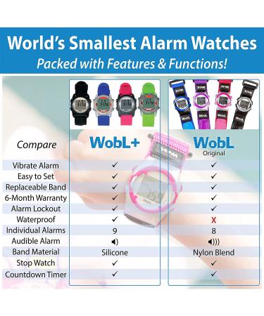 WobL Waterproof Vibrating Alarm Countdown Timer Watch - Small Size, 9 Alarms, Blue - Ideal for Sports, Medicine, Meetings, and Potty Reminders - Buy Online on GoSupps.com