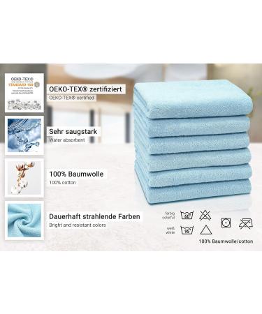 Zollner 6 Set Light Blue Bath Towels - Soft & Strong 50x100 cm Hotel Quality Washable Up to 60 C with Hanger - Perfect for Home & Travel - Buy Online on GoSupps.com