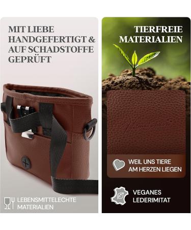 Heimatpfoten Leather Imitation Dog Feeding Bag - Dark Brown One-Hand Magnetic Closure for Treats - Buy Online on GoSupps.com