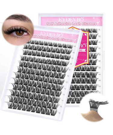 Self Adhesive Eyelashes Lash Clusters Self Adhesive DIY Lash Extension 120 pcs Reusable Individual Lashes No Glue 8-16mm Mixed Length Press on Lashes Reusable Cluster Lashes Self Apply by EYDEVRO A-Self Adheisve Volume