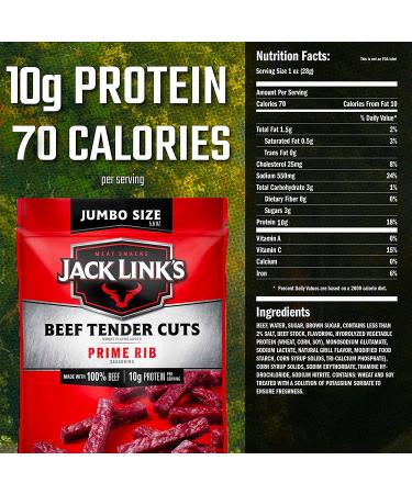 Jack Link's Tender Cuts Prime Rib Flavor 5.6 Oz Jerky Snack | 10g Protein, 70 Calories | Premium Beef, 96% Fat Free - Buy Online on GoSupps.com