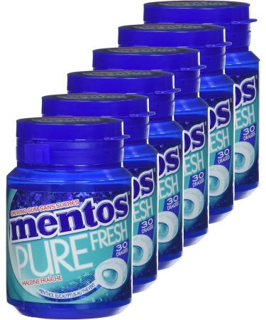 Mentos - Pure Fresh Menthol-Eucalyptus Chewing Gum - Sugar-free Chewing Gum - Long Lasting - Fresh Breath - 6 Boxes of 30 Dragees - Buy Online on GoSupps.com