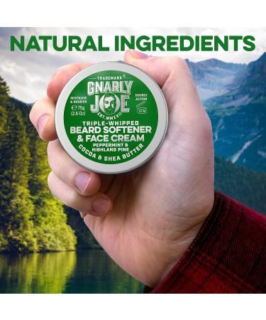 Gnarly Joe Beard Softener and Face Cream - 75 ml - Natural Beard Balm with Triple-Whipped Cocoa & Shea Butter - Beard Conditioner for Men - Peppermint and Highland Pine Scent - Buy Online on GoSupps.com