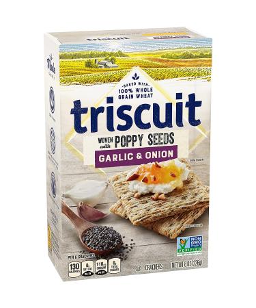 Triscuit Garlic & Onion Poppy Seed Crackers 8oz (Pack of 6) | Non-GMO, Savory Snack Option - Buy Online on GoSupps.com