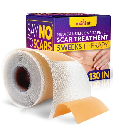 Silicone Scar Tape for Surgical Scars Acne Scar Removal Keloid Bump Removal for Piercings C Section Recovery - Effective Scar Treatment - Extra Long Medical Grade Scar Sheets - Roll 130 x 1.5 inch Tape roll