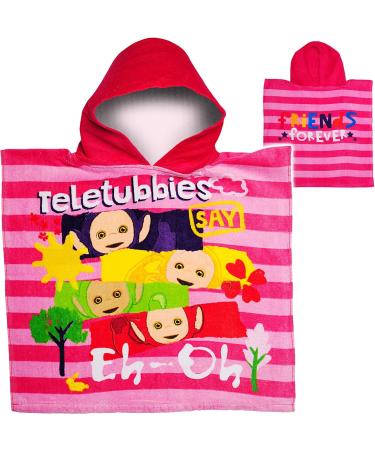 Teletubbies 2-Piece Bath & Beach Towel Set with Personalized Name - 100% Cotton Hooded Poncho - 70x140 cm - Soft Terry/Velor - Ideal for Kids - Buy Online on GoSupps.com