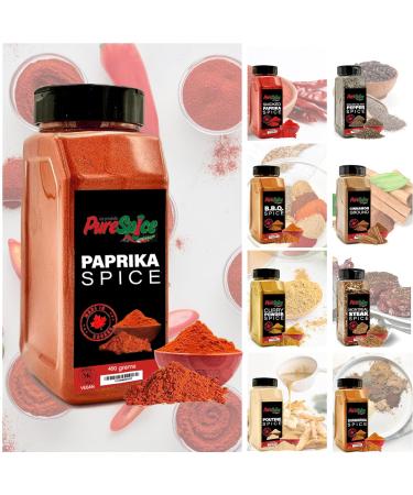 PureSpice Paprika Spice 400 Grams | Restaurant Grade Vegan Kosher Powder Seasoning | Premium Flavor for Cooking Meat Steak Rub and Sauce (Paprika) - Buy Online on GoSupps.com