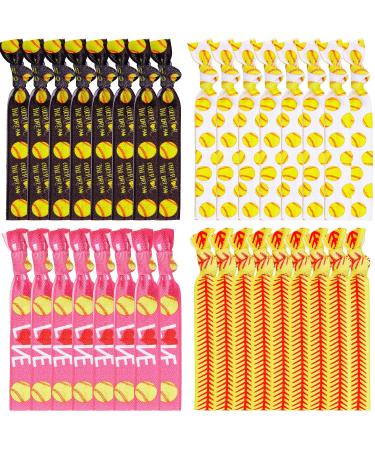 32 Pieces Softball Hair Ties Baseball Hair Accessories Elastic Softball Ribbon Hair Ties for Women Girls Sports Hair Accessories (Style 1) - Buy Online on GoSupps.com
