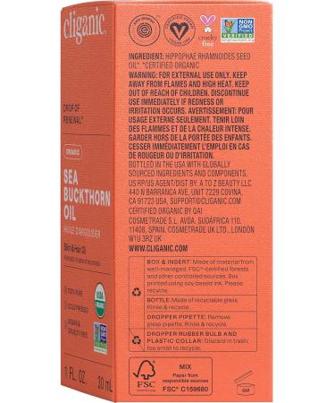 Cliganic Organic Sea Buckthorn Oil 100% Pure - for Skin & Face Cold Pressed (Pack of 2) - Buy Online on GoSupps.com