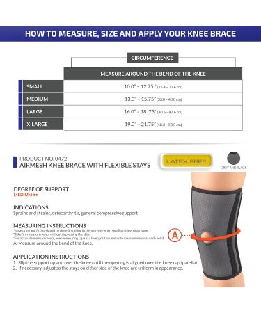 Shop Champion Knee Brace - Medium Flex Stays Open Patella Airmesh Fabric Grey X-Large | International Shipping Available - Buy Online on GoSupps.com
