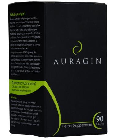 Auragin Authentic Korean Red Ginseng  Made in Korea  6 Year Roots  No Additives or Other Ingredients  100% Red Panax Ginseng in Every Tablet