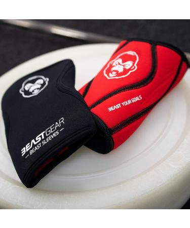 Beast Gear Sleeves - Premium 5mm Neoprene Compression Knee Bandages for Weightlifting CrossFit & Run - XL Support & Protection - Buy Online on GoSupps.com