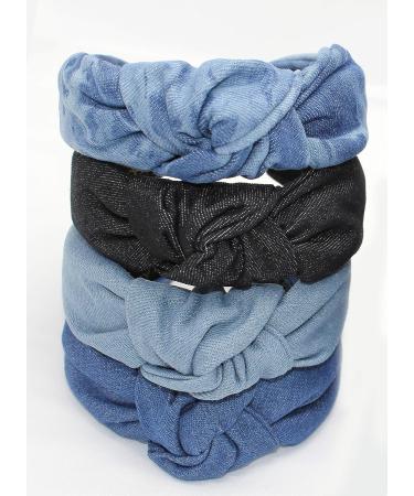 YETASI Blue Denim Headband for Women - Trendy Dark Blue Knotted Headband | Non-Slip & Long Lasting - Buy Online on GoSupps.com
