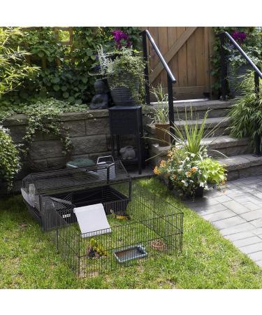 PawHut Metal Small Animal Cage Rabbit Cage for Guinea Pig Chinchilla Hedgehog Bunny with Removable Wheels and Foldable Detachable Run Fence 34.6" L x 50.6" W x 22" H 128L x 87W x 56H cm - Buy Online on GoSupps.com