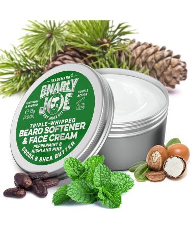 Gnarly Joe Beard Softener and Face Cream - 75 ml - Natural Beard Balm with Triple-Whipped Cocoa & Shea Butter - Beard Conditioner for Men - Peppermint and Highland Pine Scent - Buy Online on GoSupps.com