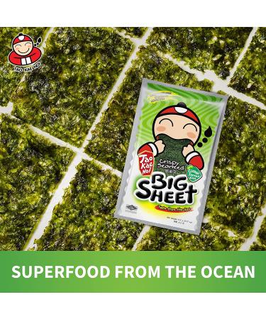 Tao Kae Noi Big Crispy Seaweed Snack Sheets | Classic Thai Nori Chips | Healthy Snacks for Kids & Adults | 12 Individually Wrapped Sheets, 3.2g each - Buy Online on GoSupps.com