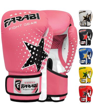 Farabi Sports boxing gloves children boys and girls children boxing gloves 6-oz youth junior box gloves children for mma muay thai punching bag and training at the age of 5-10 years 6-oz pink