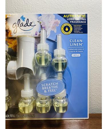 Glade Plugins Cashmere Woods & Clean Linen Scented Oil Refills + Warmer - Pack of 9 - Buy Online on GoSupps.com