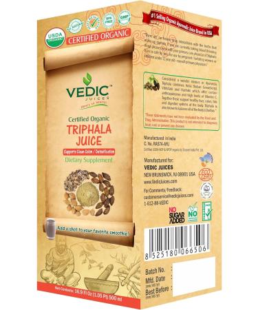 Organic 500ml Triphala Juice by Vedic Juices | USDA Certified - Buy Online on GoSupps.com