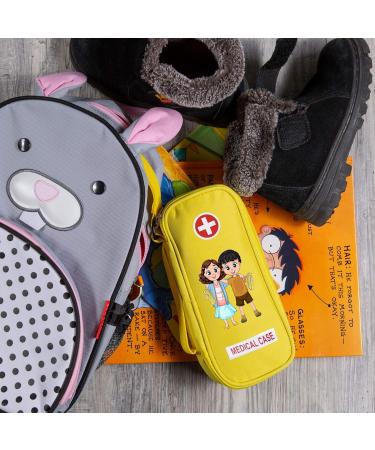 Kid's Yellow Insulated EpiPen Carrying Case - Fits 2 EpiPens, Auvi-Q, Inhaler, Eye Drops - Portable Bag with Zipper for Allergy Medicine - Buy Online on GoSupps.com