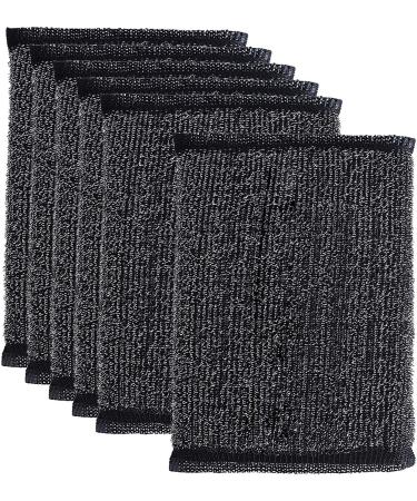 Cleaning Brush 6PCS Stainless Steel Sponge Wipe Sponge Descaling Wire Cloth Kitchen Pot Wipe Pot Artifact Cleaning Cloth Steel Ball Scouring Pad Soap Brush for Shower One Size Black
