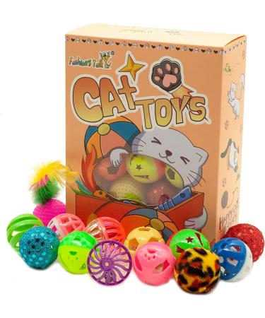 40 Count Plastic Ball Cat Toys with Bell - Assorted Colors - 10 Types - Gift Box Included - Buy Online on GoSupps.com