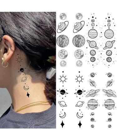 Realistic Space Planets Chain Temporary Tattoos - Shegazzi 15 Sheets for Men, Women, and Kids | Solar System Moon Sun Star Fake Tattoo Sticker - Buy Online on GoSupps.com
