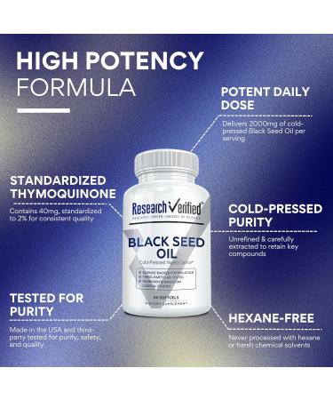 Research Verified Black Seed Oil - 60 Softgels - Boost Immunity, Support Digestion, Improve Respiratory Function - Cold-Pressed - 2% Thymoquinone (TQ) 1 - Buy Online on GoSupps.com