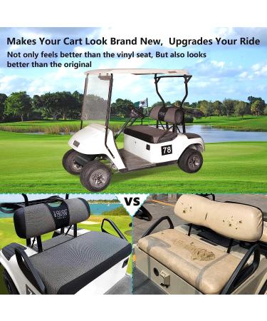 10L0L Universal Golf Cart Seat Covers - Durable Breathable Material - EZGO TXT RXV Club Car DS - Brown-Grey/Black - Easy Install - Buy Online on GoSupps.com