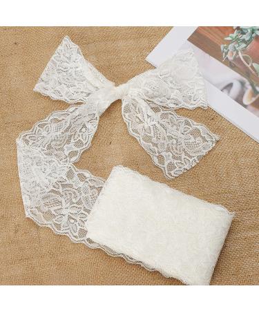 VGOODALL 3 Inch White Lace Ribbon - 10 Yards Elastic Floral Lace Trim for DIY Crafts and Wedding Decor - Buy Online on GoSupps.com