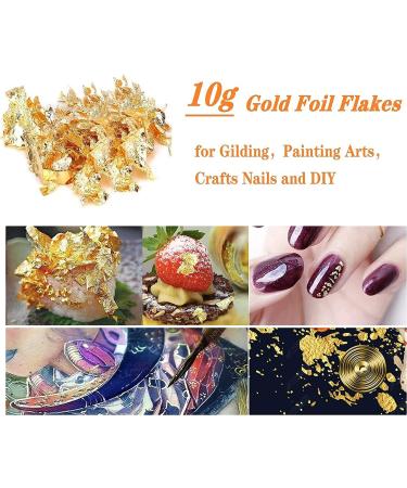 Gold Leaf Gilding Resin Flakes 3 Bottles Metallic Foil 15g - Craft Supplies for Painting, Crafts, Slime, and Resin Jewelry Making - Gold, Silver, Copper Colors - Buy Online on GoSupps.com