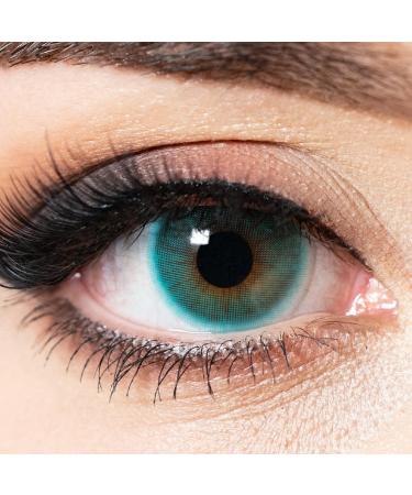 Contact lenses colored without strength green-blue |Colored annual lenses turquoise |Soft lentils hydrogel |2 pieces of color lenses + lentil containers |0.0 diopters |natural colors |Charmiga maritime - Buy Online on GoSupps.com