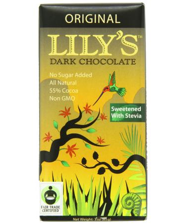 Lily's Dark Chocolate Bar with Stevia, Original, 3 Ounce (Pack of 12)