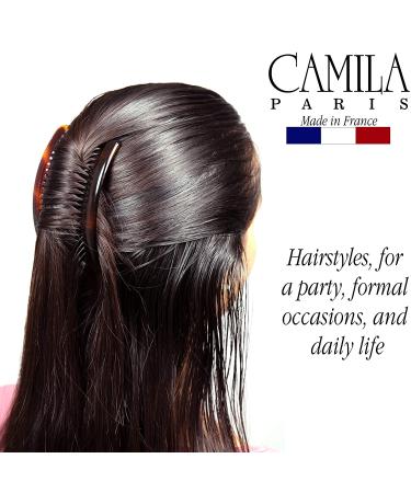 Camila Paris AD66/2 Large Curved Tortoise Shell French Side Combs - Strong Hold Hair Clips for Women - Made in France - Buy Online on GoSupps.com