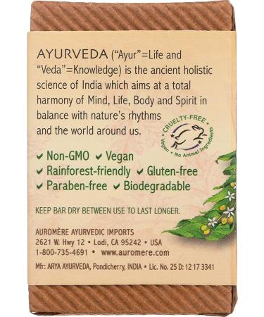 Auromere Ayurvedic Soap with Neem, Sandalwood & Turmeric - 2.75 oz (78 g) | Natural Skin Care - Buy Online on GoSupps.com