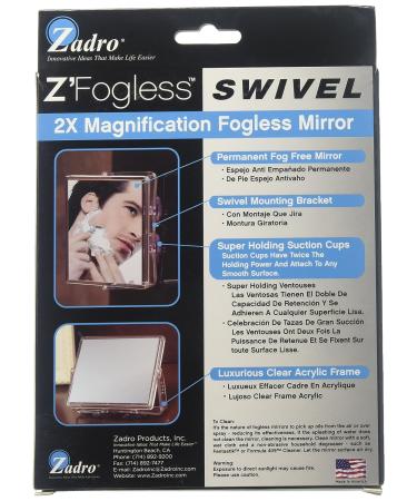Zadro 2X Mag Z Fogless Swivel Shower Mirror - Dual Suction Cups - 6-Inch Clear Acrylic - 7 x 5.75 - ZM05 - Buy Online on GoSupps.com